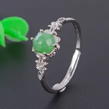 925 Sterling Silver Gold-Plated Ring Setting with Solid Back for 6x6mm Round Jade &amp; Nephrite
