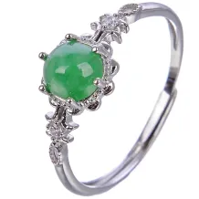 925 Sterling Silver Gold-Plated Ring Setting with Solid Back for 6x6mm Round Jade &amp; Nephrite