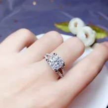 925 Sterling Silver Gold-Plated Ring Settings For 5/6.5/8/9mm Round Moissanite/Jade/Crystal Unset