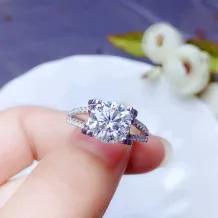 925 Sterling Silver Gold-Plated Ring Settings For 5/6.5/8/9mm Round Moissanite/Jade/Crystal Unset