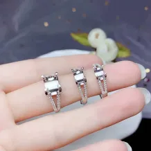 925 Sterling Silver Gold-Plated Ring Settings For 5/6.5/8/9mm Round Moissanite/Jade/Crystal Unset