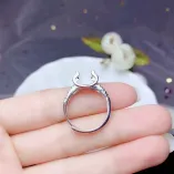 925 Sterling Silver Gold-Plated Ring Settings For 5/6.5/8/9mm Round Moissanite/Jade/Crystal Unset