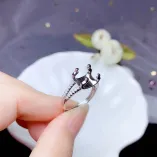 925 Sterling Silver Gold-Plated Ring Settings For 5/6.5/8/9mm Round Moissanite/Jade/Crystal Unset