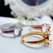 925 Sterling Silver Gold Plated Ring Settings Oval 3x4-9x11mm for Colored Stones
