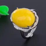 925 Sterling Silver Gold-Plated Solid Back Ring Setting for 11x15mm Oval Jade Cabochon (Unset)