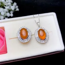 925 Sterling Silver Luxury Jewelry Setting Set (Ring &amp; Pendant) for 10x14mm Oval Jade &amp; Nephrite (Unset)