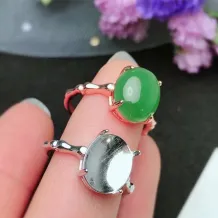925 sterling silver plated with 18k gold Bamboo-Joint Ring Setting For 10x12mm Oval Jade Cabochon