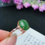 925 sterling silver plated with 18k gold Bamboo-Joint Ring Setting For 10x12mm Oval Jade Cabochon