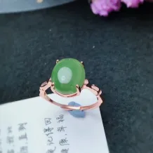 925 sterling silver plated with 18k gold Bamboo-Joint Ring Setting For 10x12mm Oval Jade Cabochon