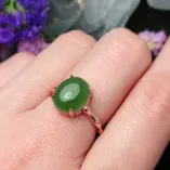 925 sterling silver plated with 18k gold Bamboo-Joint Ring Setting For 10x12mm Oval Jade Cabochon