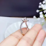 925 Sterling Silver Plated With 18k Gold Full Halo Ring Setting For 6.5mm (1ct) Round Moissanite