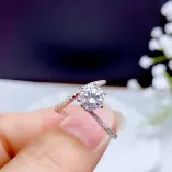 925 Sterling Silver Plated With 18k Gold Full Halo Ring Setting For 6.5mm (1ct) Round Moissanite