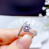 925 Sterling Silver Plated With 18k Gold Full Halo Ring Setting For 6.5mm (1ct) Round Moissanite