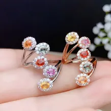 925 Sterling Silver Plated With 18k Gold Halo Ring Setting For Natural Colored Sapphires