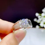 925 Sterling Silver Plated With 18k Gold Men's Ring Setting For 6.5/8mm Round Moissanite