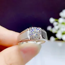 925 Sterling Silver Plated With 18k Gold Men's Ring Setting For 6.5/8mm Round Moissanite