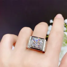 925 Sterling Silver Plated With 18k Gold Men's Ring Setting For 11mm (5ct) Round Moissanite