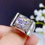 925 Sterling Silver Plated With 18k Gold Men's Ring Setting For 11mm (5ct) Round Moissanite