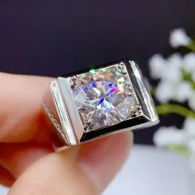 925 Sterling Silver Plated With 18k Gold Men's Ring Setting For 11mm (5ct) Round Moissanite