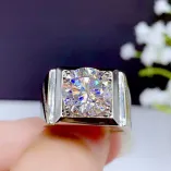 925 Sterling Silver Plated With 18k Gold Men's Ring Setting For 11mm (5ct) Round Moissanite