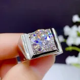 925 Sterling Silver Plated With 18k Gold Men's Ring Setting For 11mm (5ct) Round Moissanite