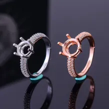 925 Sterling Silver Plated With 18k Gold Prong Ring Setting For Round 6x6 7x7 8x8mm Gemstones