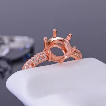 925 Sterling Silver Plated With 18k Gold Prong Ring Setting For Round 6x6 7x7 8x8mm Gemstones