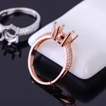 925 Sterling Silver Plated With 18k Gold Prong Ring Setting For Round 6x6 7x7 8x8mm Gemstones