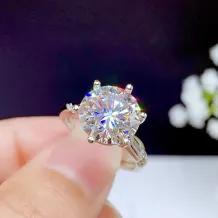 925 Sterling Silver Plated With 18k Gold Ring Setting For 11mm (5ct) Round Moissanite Unset