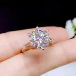 925 Sterling Silver Plated With 18k Gold Ring Setting For 11mm (5ct) Round Moissanite Unset