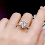 925 Sterling Silver Plated With 18k Gold Ring Setting For 11mm (5ct) Round Moissanite Unset