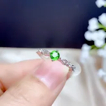 925 Sterling Silver Plated With 18k Gold Ring Setting For 3mm Round Colored Gemstones/Jade