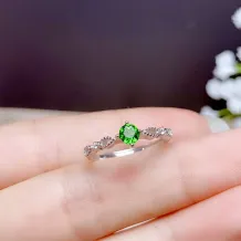 925 Sterling Silver Plated With 18k Gold Ring Setting For 3mm Round Colored Gemstones/Jade