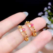 925 Sterling Silver Plated With 18k Gold Ring Setting For 3x3mm Round Colored Gemstones