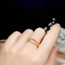 925 Sterling Silver Plated With 18k Gold Ring Setting For 3x3mm Round Colored Gemstones