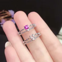 925 Sterling Silver Plated With 18k Gold Ring Setting For 3x3mm Square Colored Gemstones