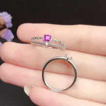 925 Sterling Silver Plated With 18k Gold Ring Setting For 3x3mm Square Colored Gemstones