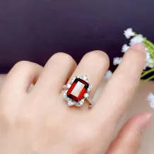 925 Sterling Silver Plated With 18k Gold Ring Setting For 8x12mm Square Topaz