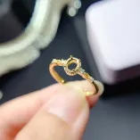 925 Sterling Silver Plated with 18K Gold Ring Setting - Oval 4x5mm for Ruby/Sapphire/Emerald