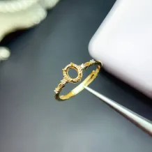 925 Sterling Silver Plated with 18K Gold Ring Setting - Oval 4x5mm for Ruby/Sapphire/Emerald