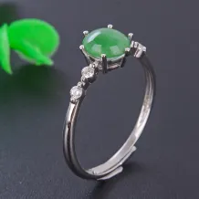 925 Sterling Silver Ring Setting with Solid Back for 6x6mm Round Jade (Unset)