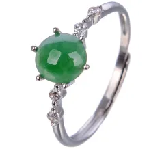 925 Sterling Silver Ring Setting with Solid Back for 6x6mm Round Jade (Unset)