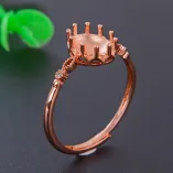 925 Sterling Silver Ring Setting with Solid Back for 6x8mm Oval Jade (Unset)