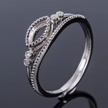 925 Sterling Silver Rose Gold Plated Empty Ring Mount For 3.5x7/4x8mm Gemstones