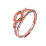 925 Sterling Silver Rose Gold Plated Empty Ring Mount For 3.5x7/4x8mm Gemstones