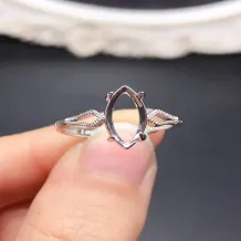 925 Sterling Silver Rose Gold Plated for Marquise 6x12mm Gemstone Ring Setting