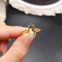 925 Sterling Silver Rose Gold Plated for Marquise 6x12mm Gemstone Ring Setting