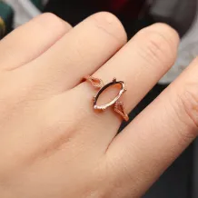 925 Sterling Silver Rose Gold Plated for Marquise 6x12mm Gemstone Ring Setting