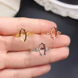 925 Sterling Silver Rose Gold Plated for Marquise 6x12mm Gemstone Ring Setting