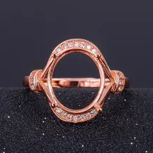 925 Sterling Silver Rose Gold Plated For Oval 8x10 10x12 12x14 12x16 13x18 15x20mm Gemstones